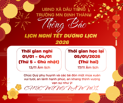 Thông Báo Nghỉ Tết Dương Lịch 2026